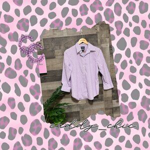 Chaps No Iron Purple Gingham Button Down Shirt Size L Modern Fit EUC